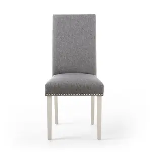 Richard Upholstered Dining Chair (Set of 2) Steel Grey Linen Effect / Natural