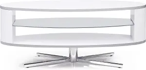 MDA Designs Orbit 1100WW Gloss White TV Stand with Gloss White Elliptic Sides for Flat Screen TVs up to 55"