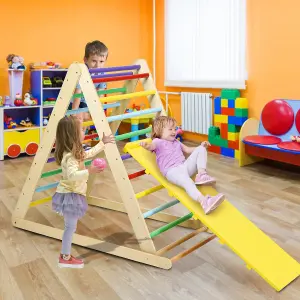 Costway Wooden Foldable Triangle Climber Step Training Ladder Pikler Toddler With Ramp