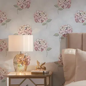 Hydrangea Harmony Wallpaper in Soft Blue