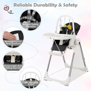 Costway 4-in-1 Folding Baby High Feeding Chair W/ 7 Heights 4 Reclining Angles