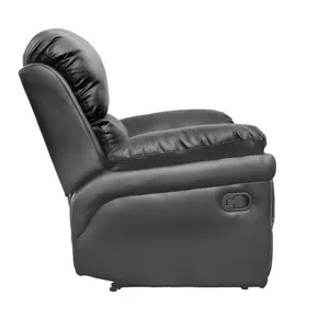 Madison Bonded Leather Recliner Armchair Sofa Home Lounge Chair Reclining Gaming (Black)